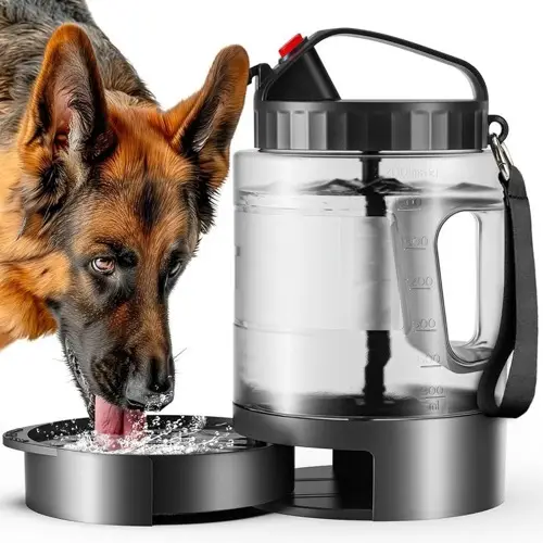 2-in-1 Portable Sturdy Large Dog Drinking Water Bowl Dispenser - Feeder Travel Bowls for Camping, Hiking